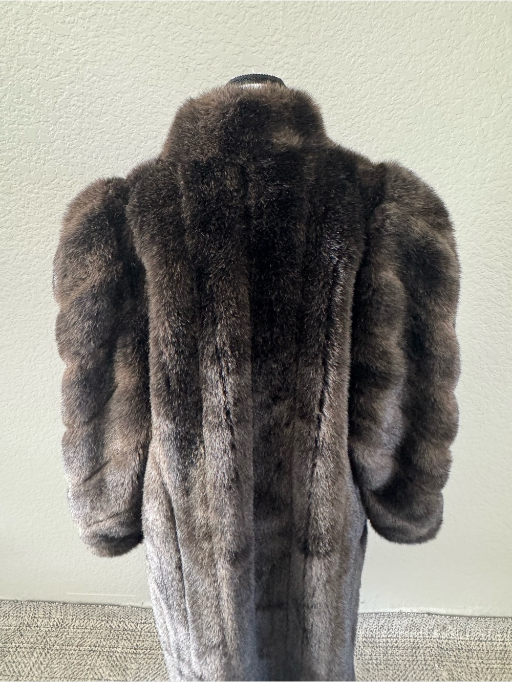 Vintage USA Made Brown Faux Fur Coat XL Long Modacrylic Mobwife - Picture 6 of 13